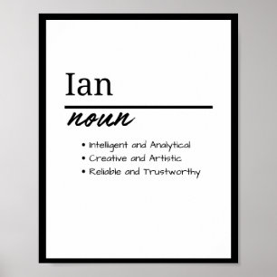 Ian, Boy Personalised Name Definition Poster