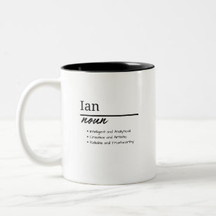 Ian, Boy Personalised Name Definition  Two-Tone Coffee Mug