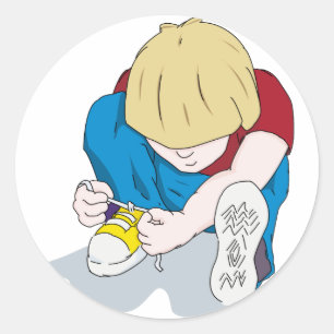Ian Tying Shoes Classic Round Sticker