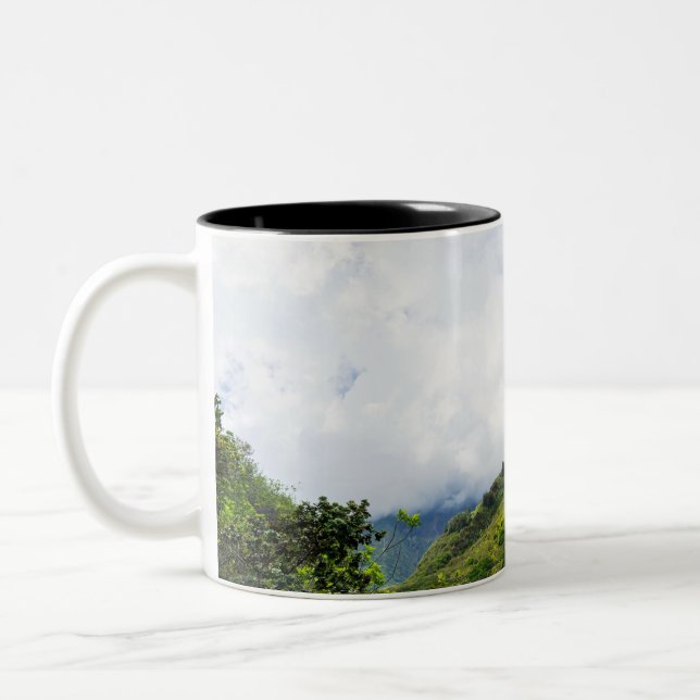 iao needle state monument in maui hawaii Two-Tone coffee mug (Left)
