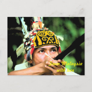 Iban Warrior with blowpipe Postcard