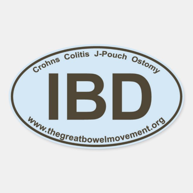 IBD - Crohns Colitis - Oval Sticker - Blue/Brown (Front)