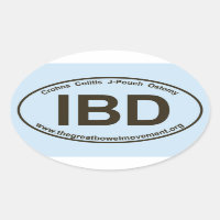 IBD - Crohns Colitis - Oval Sticker - Blue/Brown