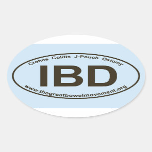 IBD - Crohns Colitis - Oval Sticker - Blue/Brown