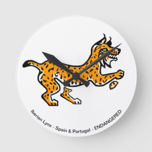 Iberian LYNX - Endangered animal -Wildlife Round Clock