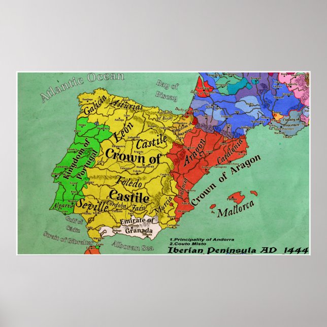 Iberian Peninsula AD  1444 Poster (Front)