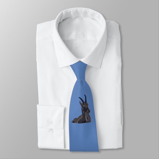 Ibex Goat Animal Art  Tie (Tied)