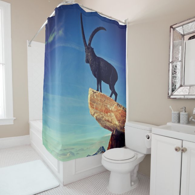 Ibex Statue Shower Curtain (In Situ)