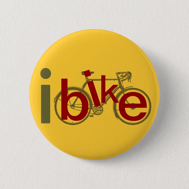 ibike / love cycling 6 cm round badge (Front)