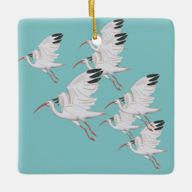 Ibis Birds Ornament (Front)