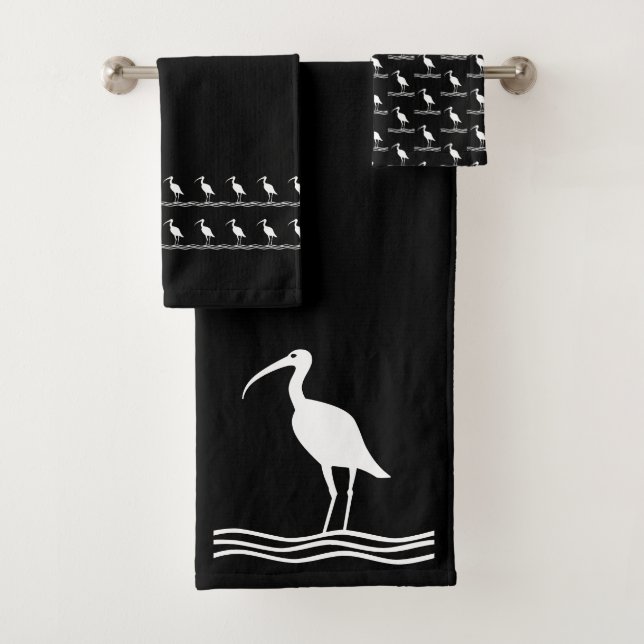 Ibis waterbird bathroom bath towel set (Insitu)