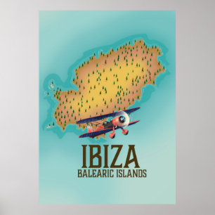 Ibiza Balearic islands map poster