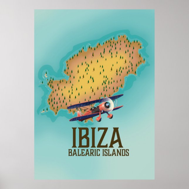 Ibiza Balearic islands map poster (Front)