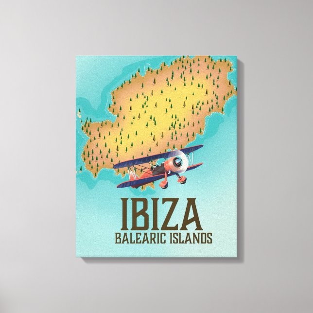 Ibiza Balearic islands map poster Canvas Print (Front)