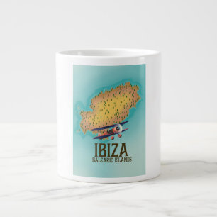Ibiza Balearic islands map poster Large Coffee Mug
