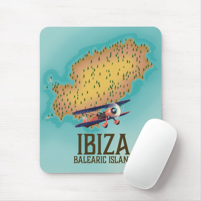 Ibiza Balearic islands map poster Mouse Mat (With Mouse)