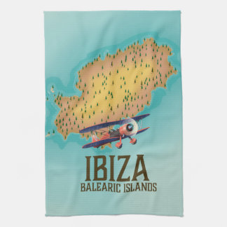 Ibiza Balearic islands map poster Tea Towel