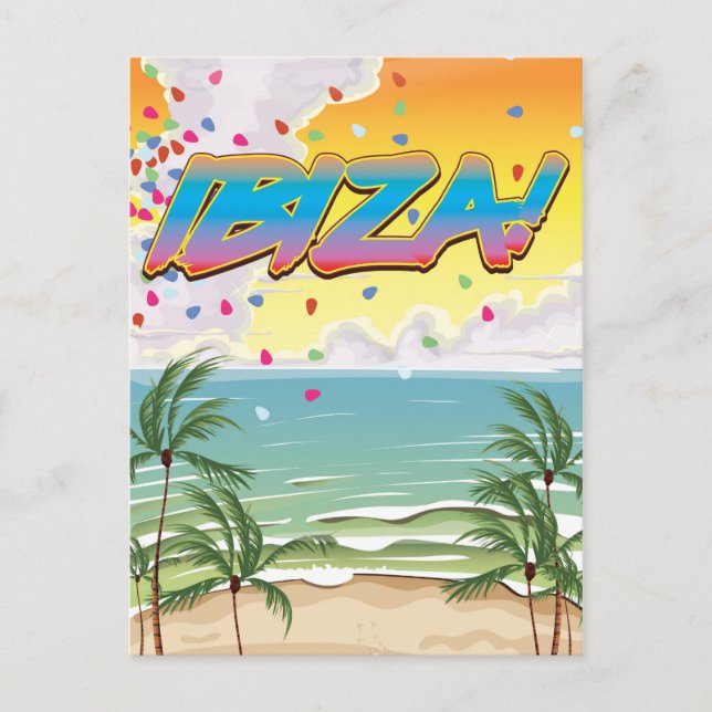 Ibiza beach Party travel poster Postcard (Front)