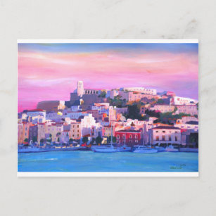 Ibiza Eivissa Old Town And Harbour Pearl Postcard