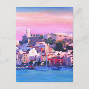 Ibiza Eivissa Old Town And Harbour Pearl Postcard