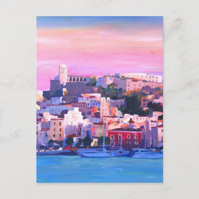 Ibiza Eivissa Old Town And Harbour Pearl Postcard (Front)