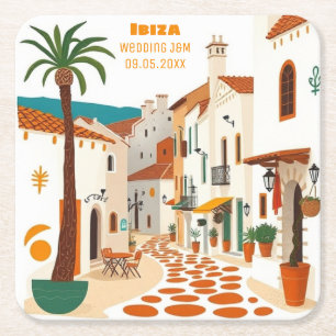 Ibiza Eivissa Spain Wedding Event Party Square Paper Coaster