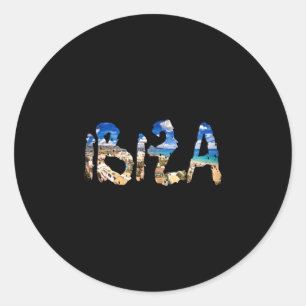 Ibiza espana beach palm tree  classic round sticker