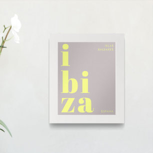 Ibiza España modern typography grey yellow Poster