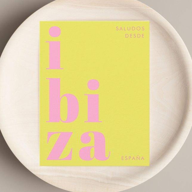 Ibiza España modern typography pink green Postcard (Creator Uploaded)