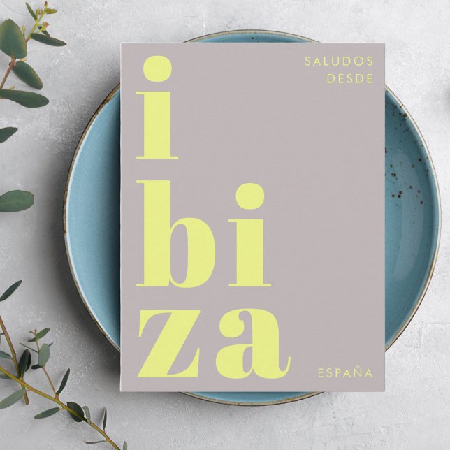 Ibiza España modern typography yellow Postcard (Creator Uploaded)