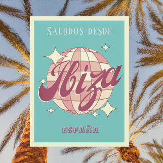 Ibiza España retro vintage party Postcard