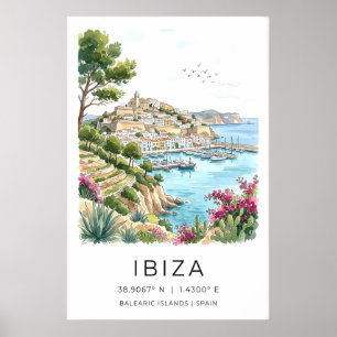 Ibiza Landscape Print Watercolor Seaside Scene