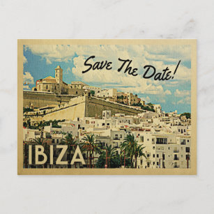 Ibiza Save The Date Vintage Spain Announcement Postcard