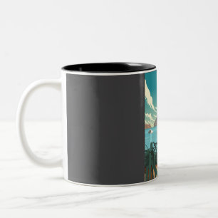 Ibiza Spain Daytime Scenic Travel Poster Two-Tone Coffee Mug