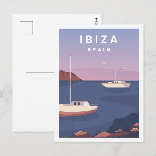 Ibiza Spain Famous Travel Place Illustration Postcard (Front/Back)