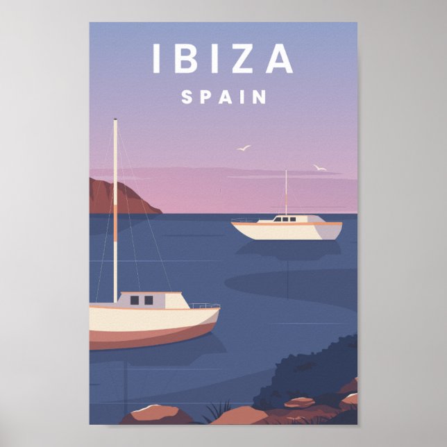 Ibiza Spain Famous Travel Place Illustration Poster (Front)