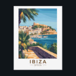 Ibiza Spain Illustration Travel Art Vintage Postcard<br><div class="desc">Ibiza retro vector travel design. Ibiza is one of the Balearic islands,  an archipelago of Spain in the Mediterranean Sea.</div>