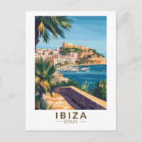 Ibiza Spain Illustration Travel Art Vintage
