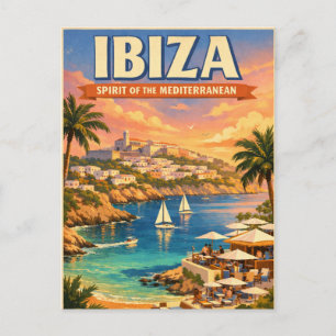 Ibiza, Spain, in a classic retro Postcard