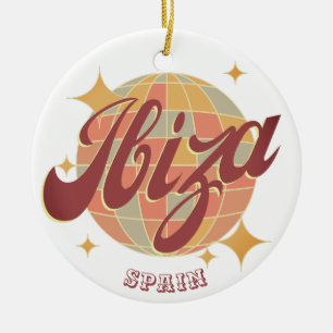 Ibiza Spain Party Disco ball Retro Vintage  Ceramic Tree Decoration