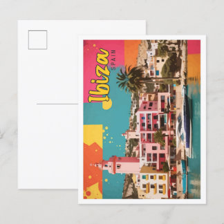 Ibiza Spain Pop Art Travel Illustration Postcard