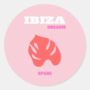 Ibiza, Spain, Preppy, Preppy Room, Pink Classic Round Sticker
