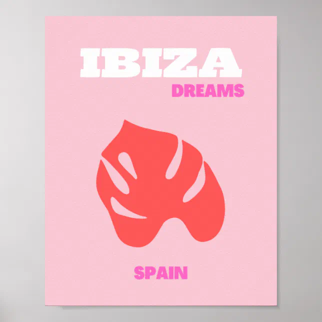 Ibiza, Spain, Preppy, Preppy Room, Pink Poster | Zazzle