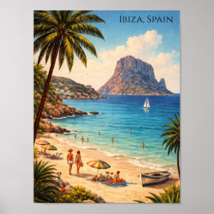 Ibiza Spain Retro Beach Artwork – Vintage Travel Poster