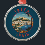 Ibiza Spain Retro Distressed Circle Metal Tree Decoration<br><div class="desc">Ibiza retro vector travel design. Ibiza is one of the Balearic islands,  an archipelago of Spain in the Mediterranean Sea.</div>