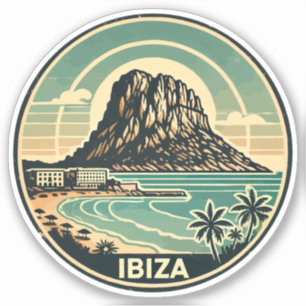 Ibiza Spain Rock of Es Vedra Travel Art Badge