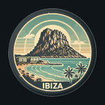 Ibiza Spain Rock of Es Vedra Travel Art Badge Magnet<br><div class="desc">Ibiza retro vector travel design. Ibiza is one of the Balearic islands,  an archipelago of Spain in the Mediterranean Sea.</div>