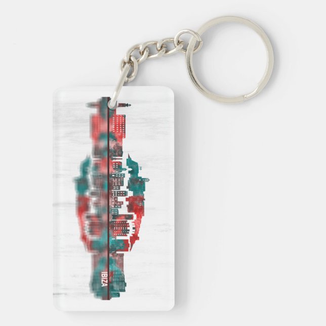 Ibiza Spain Skyline Key Ring (Back)