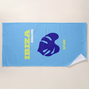 Ibiza, Spain, Travel Art, Blue, Turquoise Beach Towel