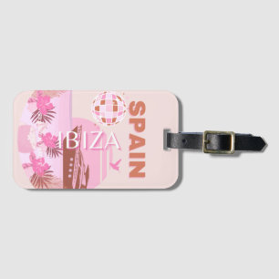 Ibiza, Spain, Travel Art, Preppy Art, Pastel Luggage Tag